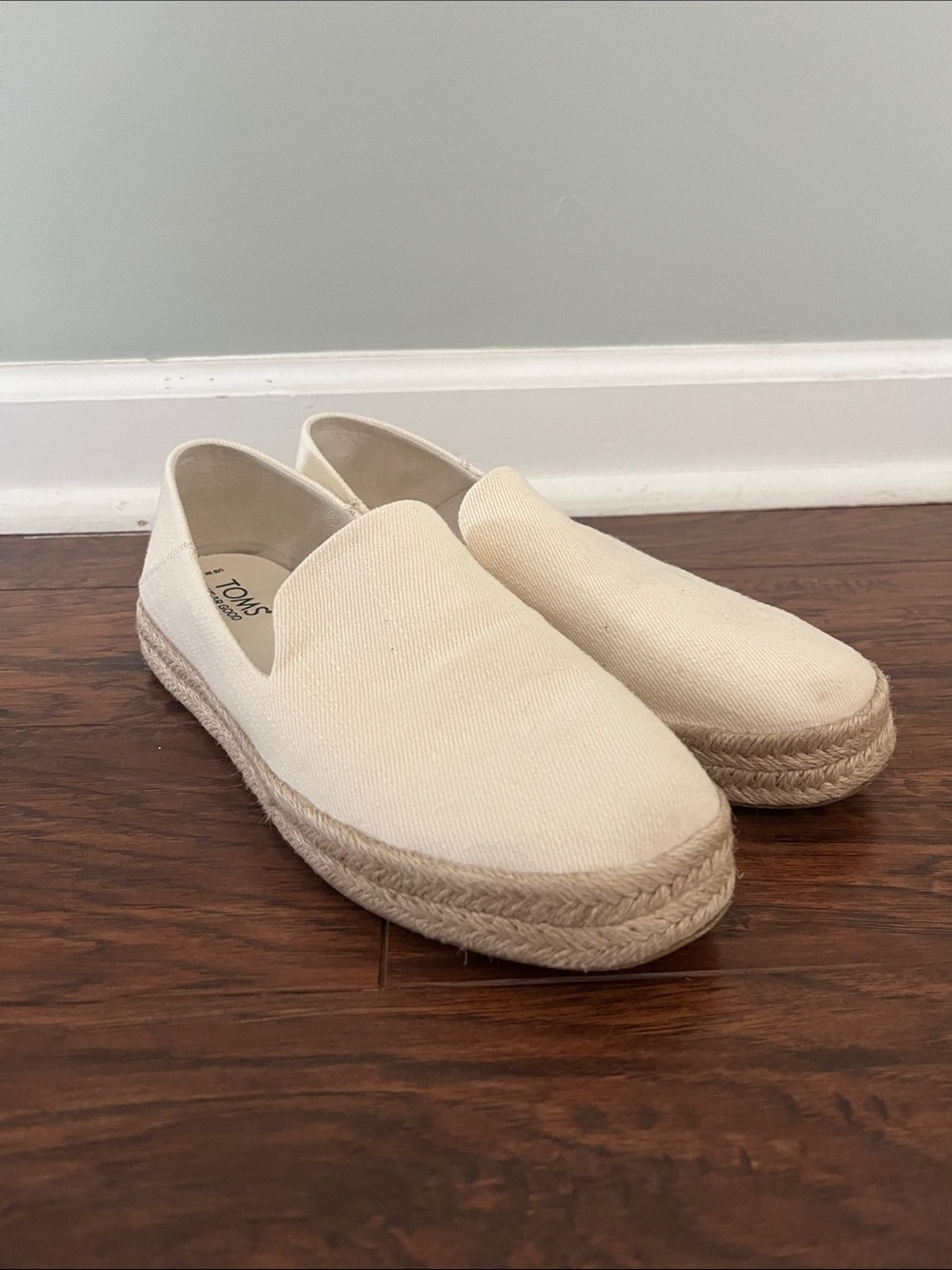 TOMS Cream Canvas Espadrille Slip-Ons